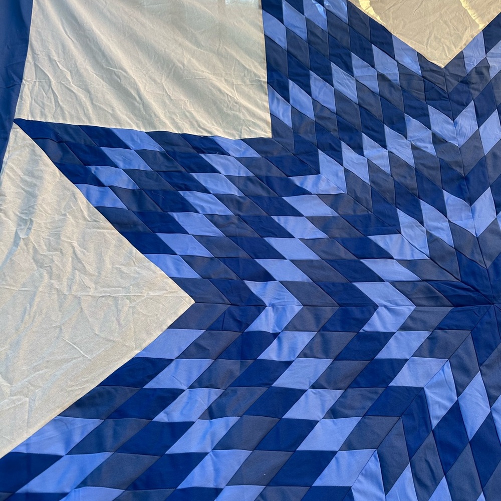 Handmade Texas Lone Star sewing Patchwork 100%Cotton Queen size Quilt Top/Topper - Picture 5 of 6